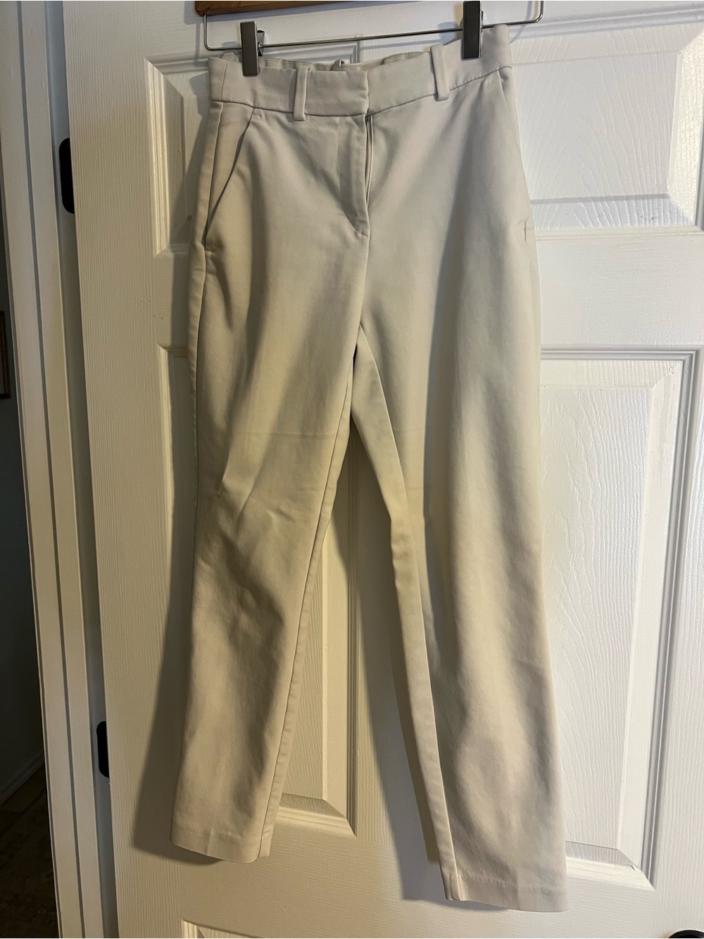 H&M Cream Cropped Straight-Leg Pants